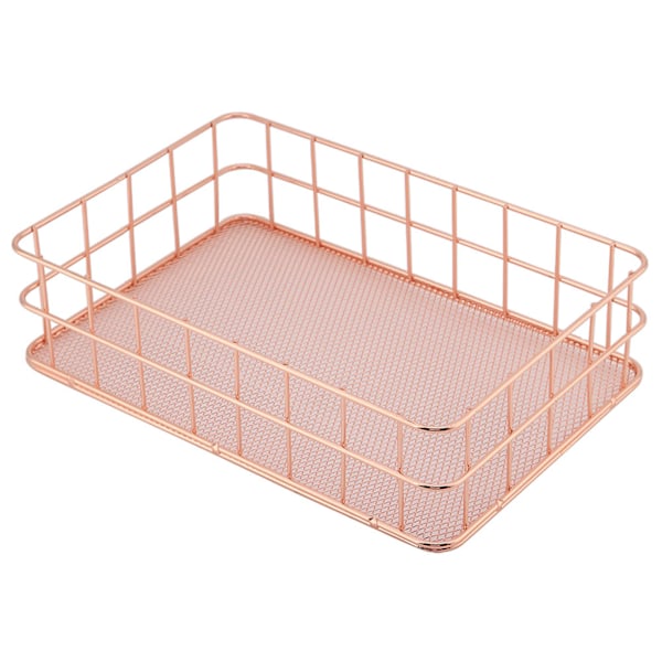 Rose Gold Rauta Säilytyskori Järjestäjä Säilytysteline Työpöydän Koriste (D)