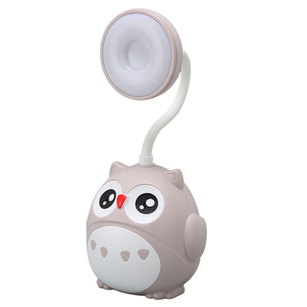 2 Gir LED Skrivebordslampe med Penneholder Øyebeskyttelse USB Tegneserie Nattugleformet Skrivebordslampe Lysegrå