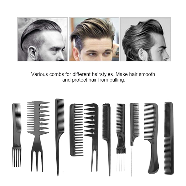 10 st/set Professionella hårstylingkammar Salong Barber kammar för olika funktioner