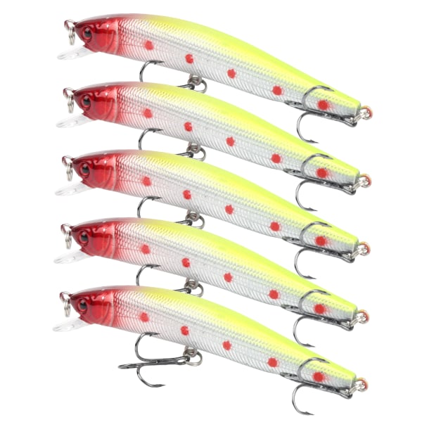 5 stk Kunstig Simulering Minnow Langkast Agnsnelle med Treble Hook Fisketilbehør 3#
