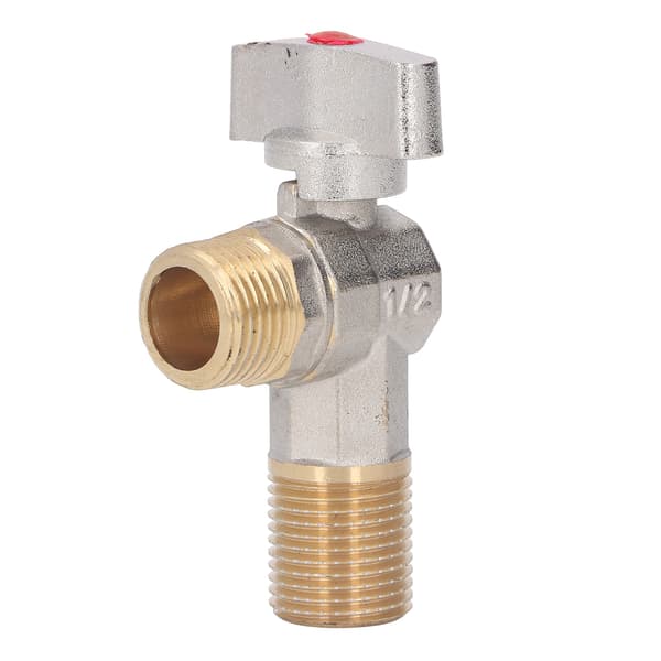G1/2 Thread Brass Triangle Valve Large Flow Cold Hot Water Angle Stop Valve for Kitchen Bathroom Red