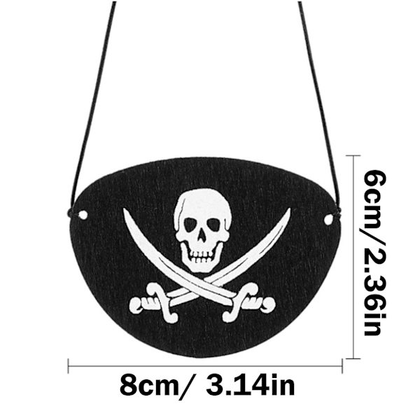 6 stk Piratøye-lapper Filt Ett Øye Skjelett Kaptein Øye-lapper for Halloween Jul Pirat Temafest