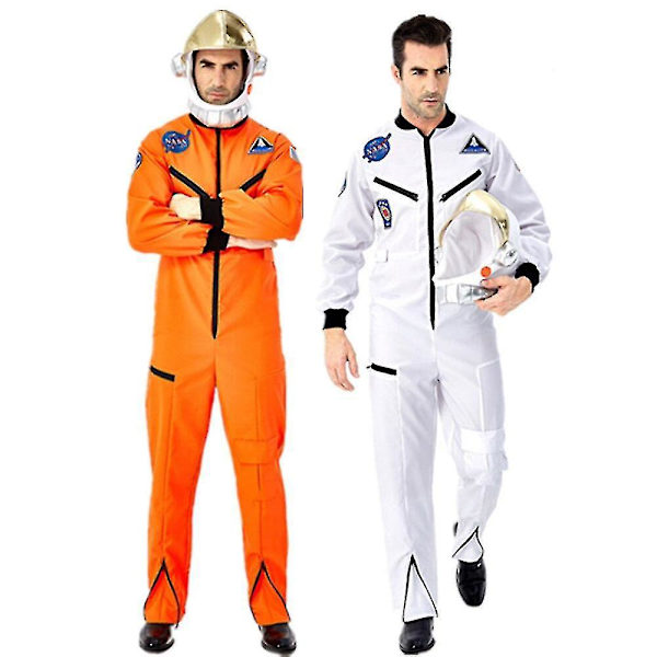 Voksen Astronaut Rumdragt Kostume | Hvid Flyveoveral Uniform
