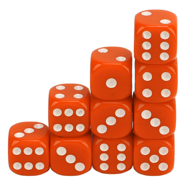 30 stk. terninger 6-sidet runde hjørner Hvide prikker Plast Bærbare terninger til brætspil Matematikundervisning Orange