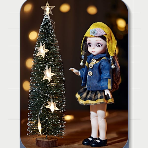 Doll Toy 12in 5D Eyes Joints Pretty Clothes Doll Toy Playset for Home Libra