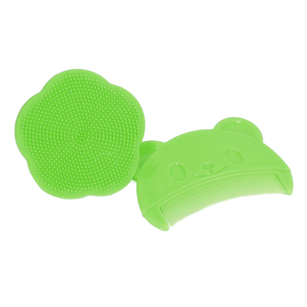 2ST Baby Scalp Brush Set Mjuk sensorisk silikon badborste Bekväm nyfödda hårbotten Badverktyg Grön