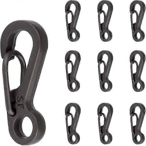 Mini Karabinkrok Lett Låsekrok Paracord svart 10 stk
