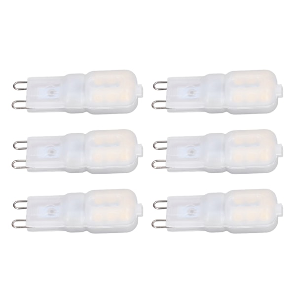 6st G9 LED-lampor Dimbar 3W energisparande 360 ​​graders glödlampa för taklampor och taklampor Naturvit 110-140V