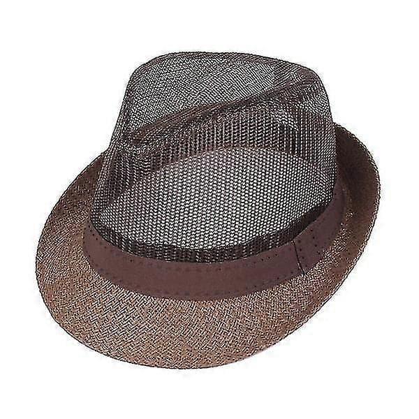 Ny Modekasket Fedoras Filthat med Bred Skygge Kaffe