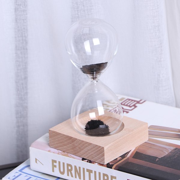 Skrivebords magnetisk glas sandtimer med base til hjemindretning pynt gave