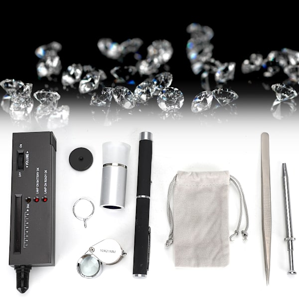 Diamanthandværk Tester Lommelygte Viewer Pincet Forstørrelsesglas Diamond Claw Identifikationsværktøjssæt