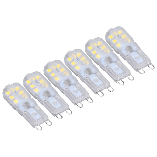 G9 Glødepære Dimbar Øyevennlig Strømsparende 14 LED 3W Glødepære for Lysekrone Bordlampe 6 stk Hvit Lys 220V