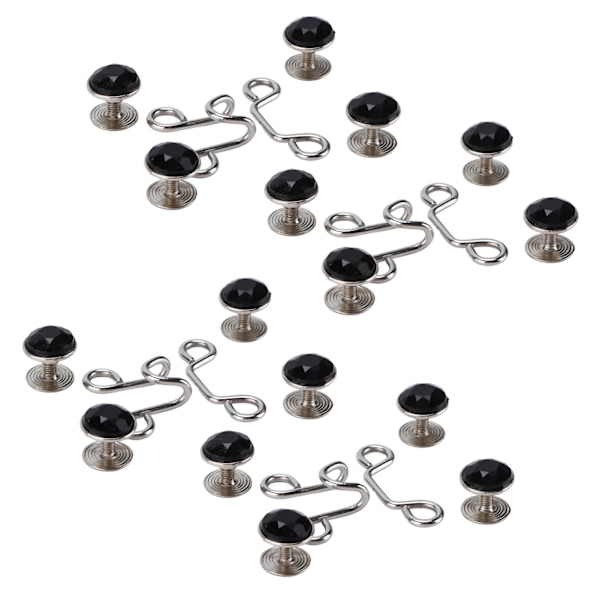 16 stk. Knappnåler Gjenbrukbare Robuste Holdbare Avtakbar Kortspor Design Praktisk Jeansknapp Liten Svart Rhinestone
