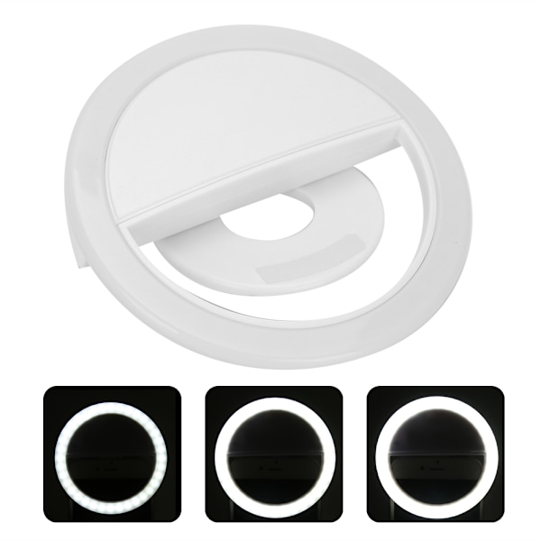 Mobiltelefon Fylllys Dimbar LED Sirkellampe USB Oppladbar Live Streaming Lys