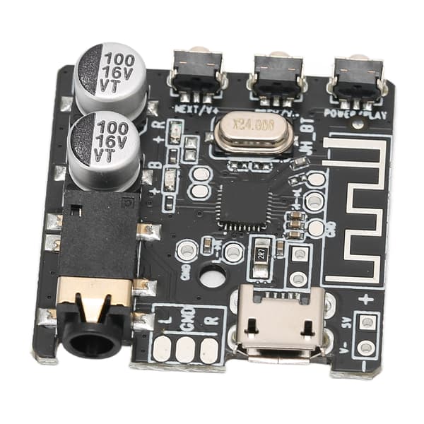 Bluetooth Mottakerkort Bluetooth 5.0 Stereo Forsterkerkort med Knappkontroll for DIY Svart