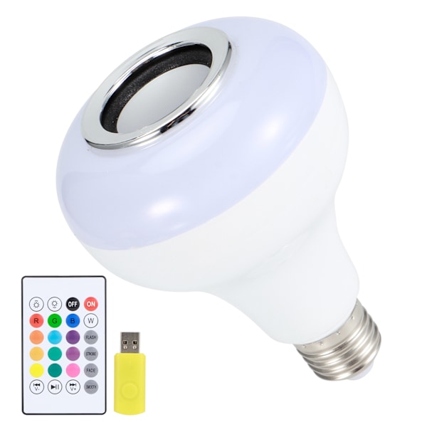 12W E26 RGB Trådlös högtalare med kullampa med färgskiftande kula med U Disk 24-knapps fjärrkontroll