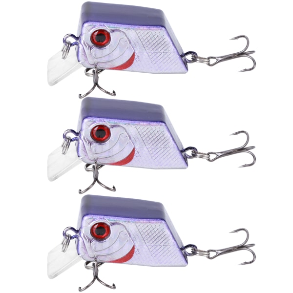 3 stk Unik firkantet form Mini Lure Kunstig Simulering Realistisk agn Fiskeutstyr2#