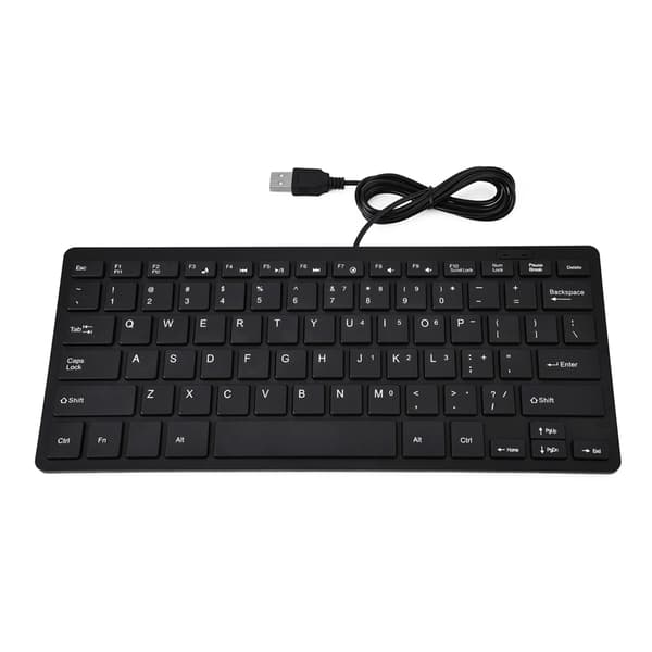 Ultratyndt mini USB-tastatur til stationær computer Bærbar computer (sort, 78 taster)