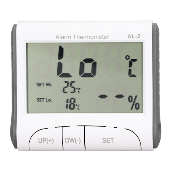 Digital termometer Hygrometer ℃/℉ Hög låg temperatur automatiskt larm Digital lagringsfunktionsmätare med LCD-skärm
