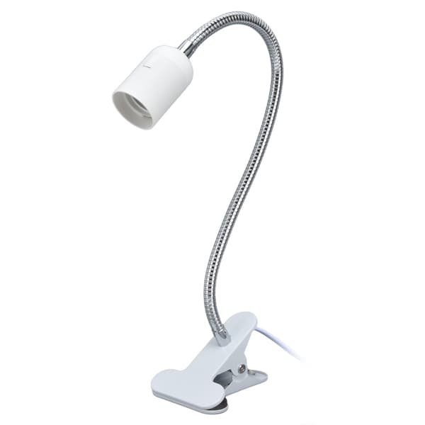 White Table Lamp Holder E27/E26 Single White Head 360 Degree Adjustable Durable Material Clip Lamp Holder 100‑240V US Plug