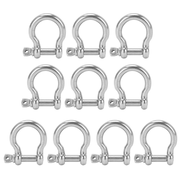 10 stk Bøjle Shackle D Ankerlast Rustfrit Stål UShape til Camping Vandreture Klatring M5