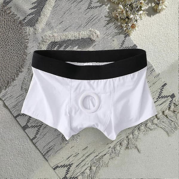 Herre-boxershorts med lav talje, åndbart design og åbning foran White M