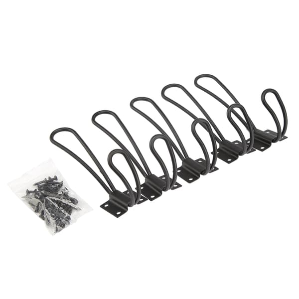 Vintage Style Double Coat Hat Hooks Wardrobe Hanger (5 Pcs Black L)