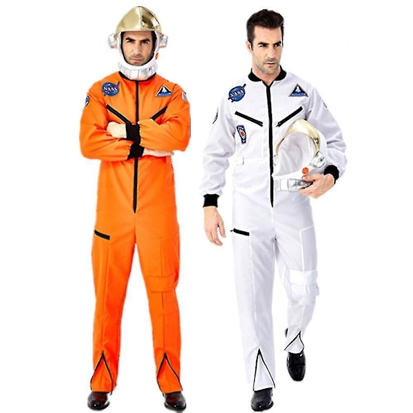 Voksen Astronaut Rumdragt Kostume | Mænds Rollespil Cosplay Rummand Flyve Jumpsuit Uniform - Orange