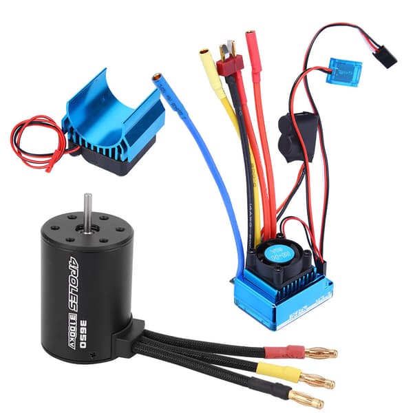 3650 Motor 3100Kv Brushless ESC Køleplade Sæt til 1/10 RC Bil Model Tilbehør (60A)