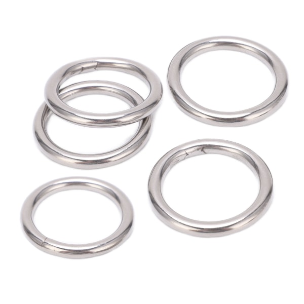 5 stk. 304 rustfrit stål runde O-ringe multifunktionelle sømløse svejse O-ringe til yogaringe hængekøje sejlads dykning 5x30mm