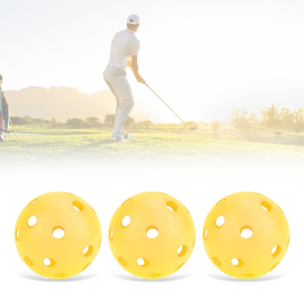 50 stk ensfargede hule luftstrøms golføvingsballer innendørs golfballer for barn (gul)