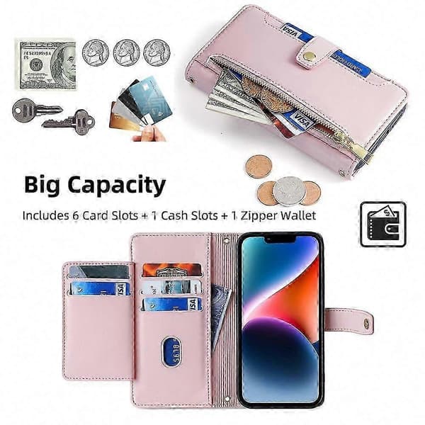Galaxy S25 5G Plånboksfodral med dragkedja Pink