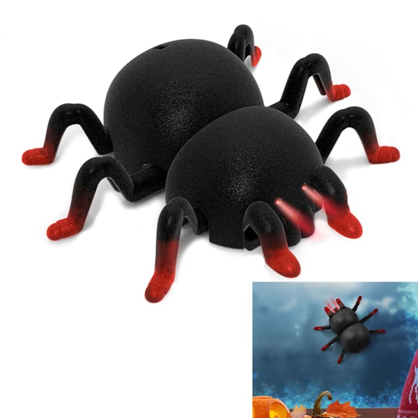 Fjernkontroll Edderkopp Barnleker Realistisk Veggklatring RC Edderkopp med Lys og Sugkopper for Halloween Rød