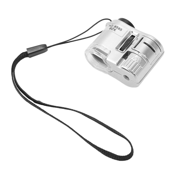 60X minificka mikroskopförstoringsglas med LED-ljus Bärbart mikroskop med UV-valutadetekterande lampa för pengar Smycken