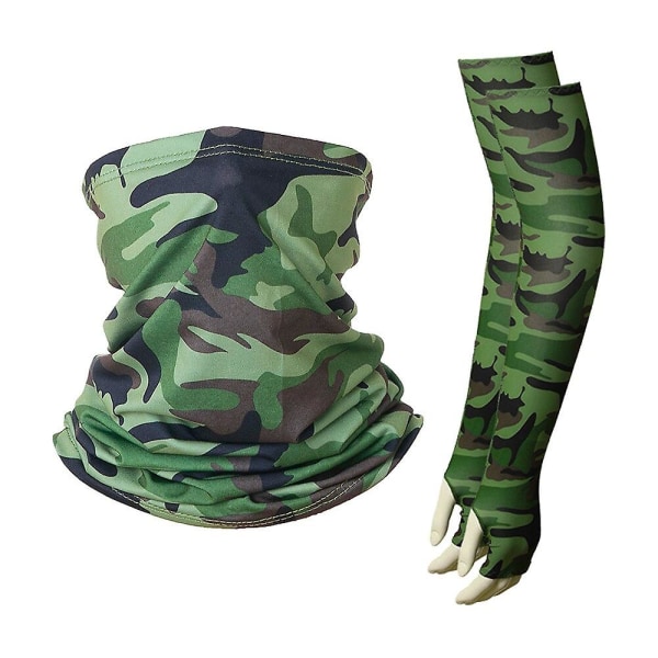 Utendørs solbeskyttelsesermer Unisex hodeskjerfsett Sommertrend Sykkelsportsutstyr Camouflage ArmyGreen ONE SIZE