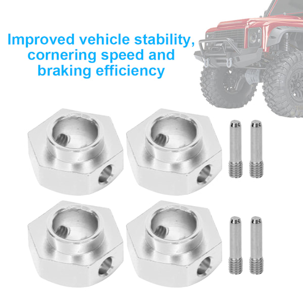 12 mm metallhjul Hexnav Adapter Fjärrkontroll Reservdelar Passar för Traxxas trx-4 RC CrawlerSilver 8269S