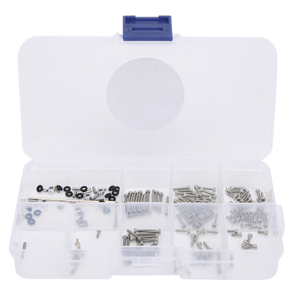 176 st/set Rostfritt stål Skruvmuttrar Kit Skruvbox Set för Axial SCX24 90081 1/24 RC Car