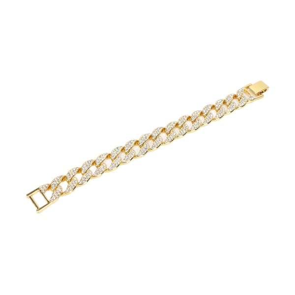 Kubansk armbånd Bling Hip Hop Spænde Kæde Diamant Smykker til Mænd Kvinder Par Guld