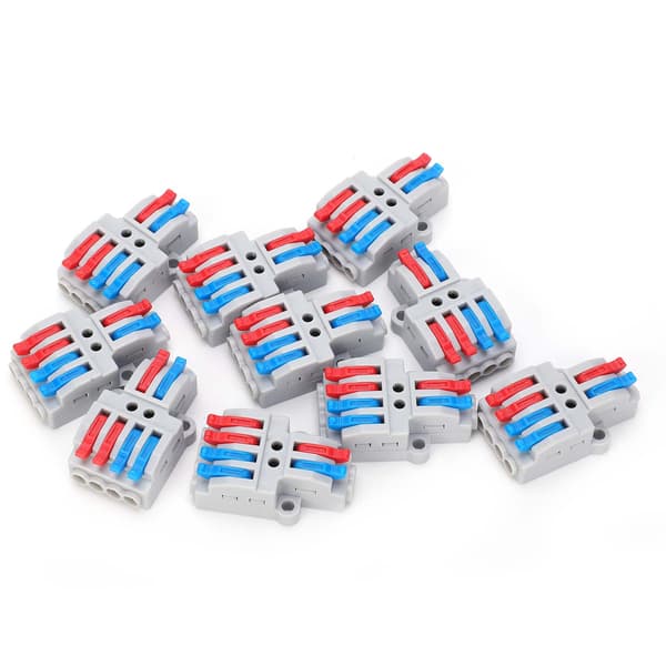 10 Pcs Wire Conductor Connector 2in4out with Fixed Hole 4mm Splitter Quick Terminal Block 600V