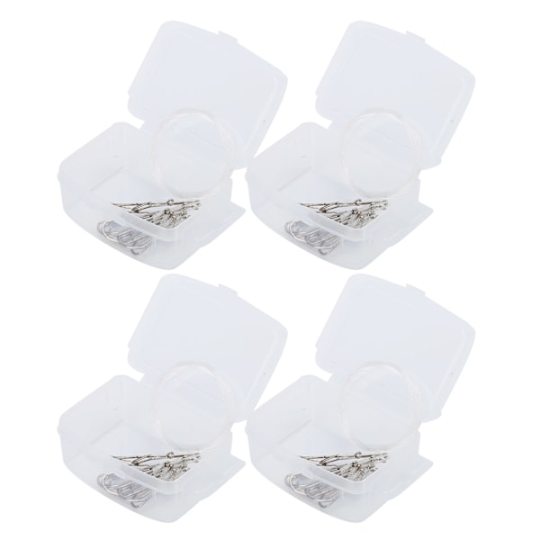 4 lådor Silver Högkolstål Fiskkrok Ledare koppel för Sjöfiske Line krokar1/0#