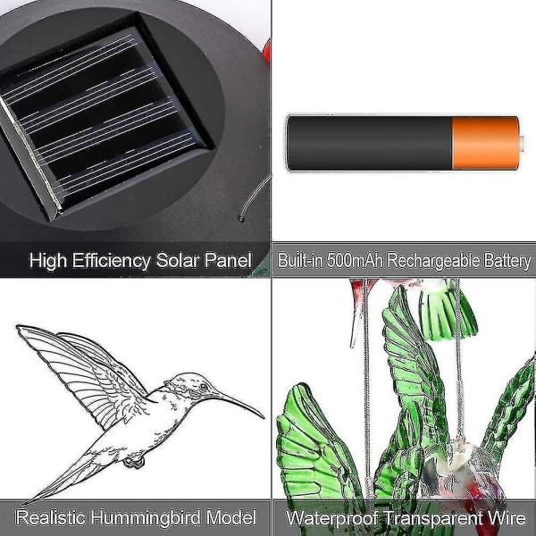 Solar Wind Chimes, varustetut Led Mobil Hummingbird Tuulikellot