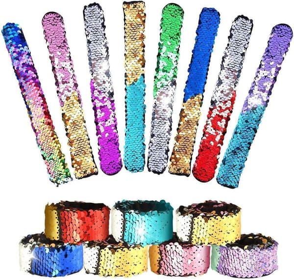 [LD]12-pack Slap Bracelet Magic Bracelet Reversible Sequins Mermaid B