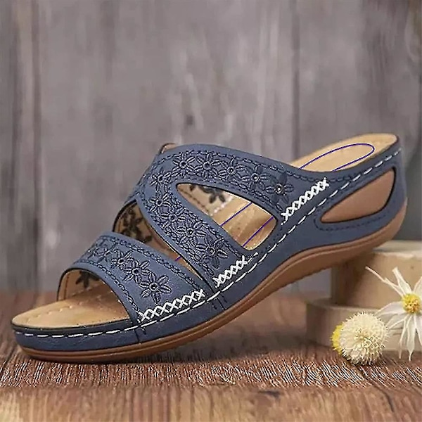 Ortopediset Naisten Matala Kiila Slip-On Sininen Sandaalit