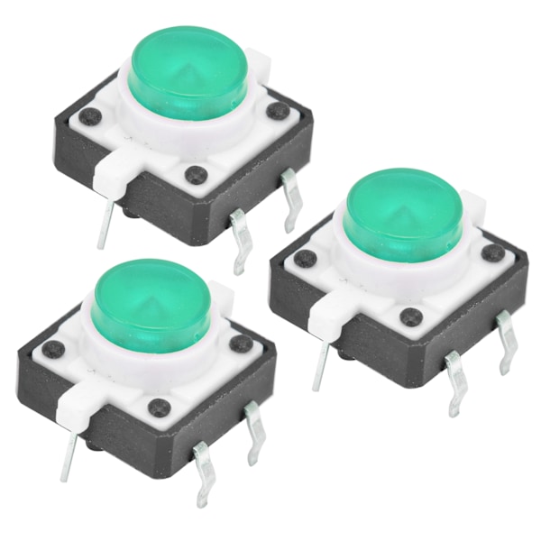 20 stk 12x12x7,3 mm Taktil Trykknap Switch LED Momentan Taktil Trykknap Switch Grøn