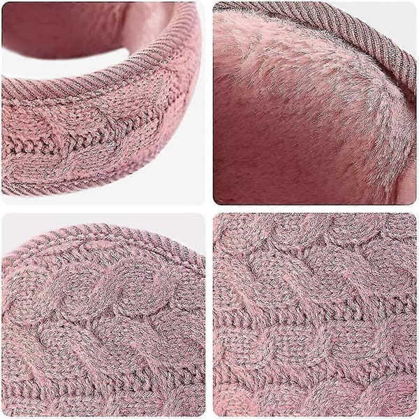 Varma stickade öronvärmare Vikbara Öronmuffar Vinteröronmuffar Unisex Pink