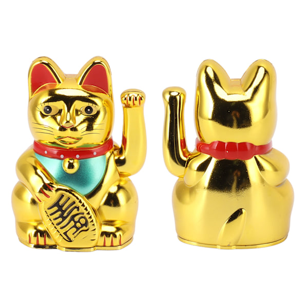 4 tommers Lykkekatt Dekor Hånd Vinker Velkommen Katt for Hjem Skrivebord Prydnad Gave Guld
