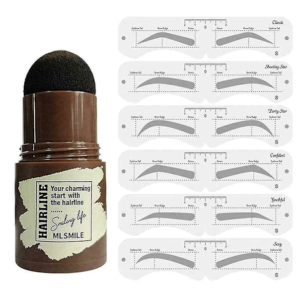 Bärbar svart återanvändbar ögonbrynsstämpel formning kit - Makeup Brow Powder Stencil