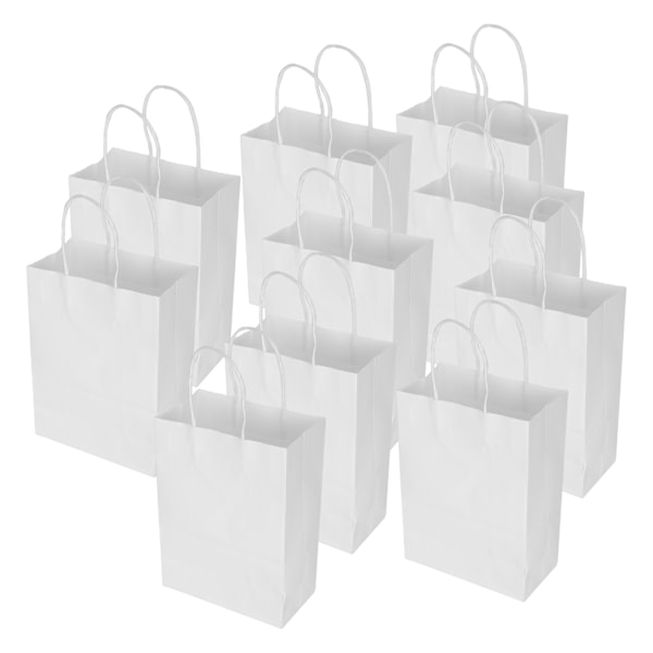 10 stk Bærbare Kraftpapirposer Emballage Gavepose Tilbehør til Shopping Fødselsdagsfester 15 x 8 x 21 cm Hvid