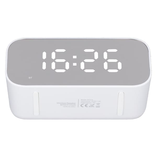Bärbar Bluetooth-väckarklockaradio med dubbla larm och dimmerkontroll - Vit