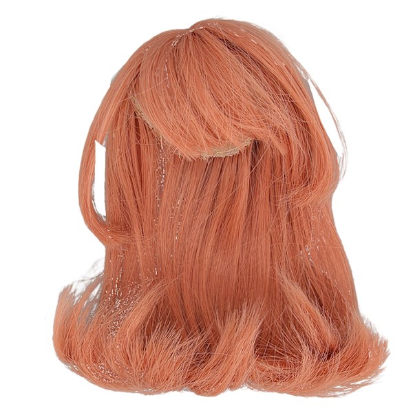 1/6 Kula Ledad Dockperuk med Lugg DIY Simulerad Hårbotten Högtemperatur Silke Dockhår Peruk för 15,5 till 17cm Docka Morotsorange